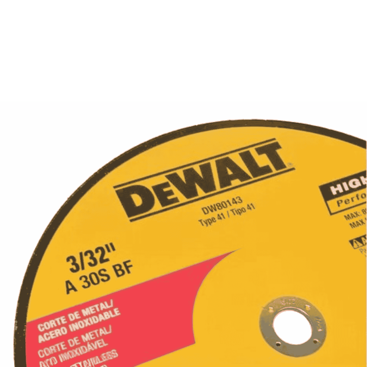 Disco Abrasivo de Corte para Inox DeWALT DW80143