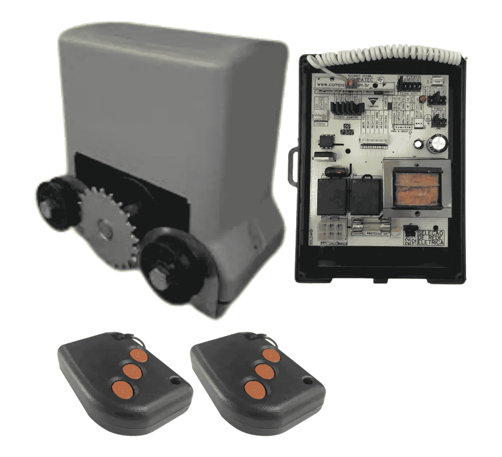 Kit Motor Portão 340kg 2 Controles 4mts Corrent 433 1.24