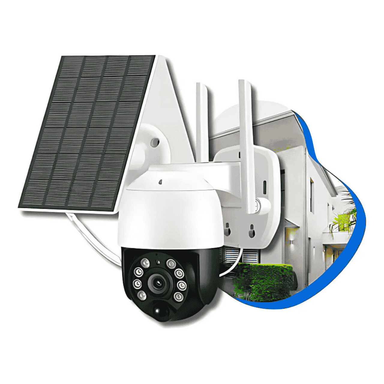 Câmera De Segurança Solar Ip 66 Wi-fi Com Placa Solar Branco