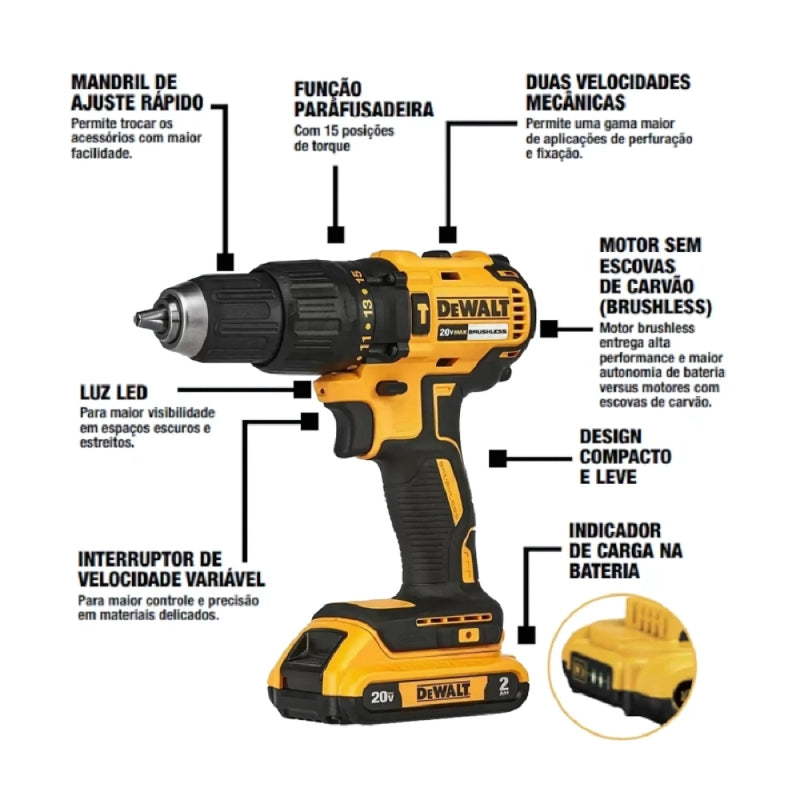Furadeira E Parafusadeira Profissional De Impacto Dewalt Modelo Dcd7781d1 1 Bateria 1 Carregador 20v