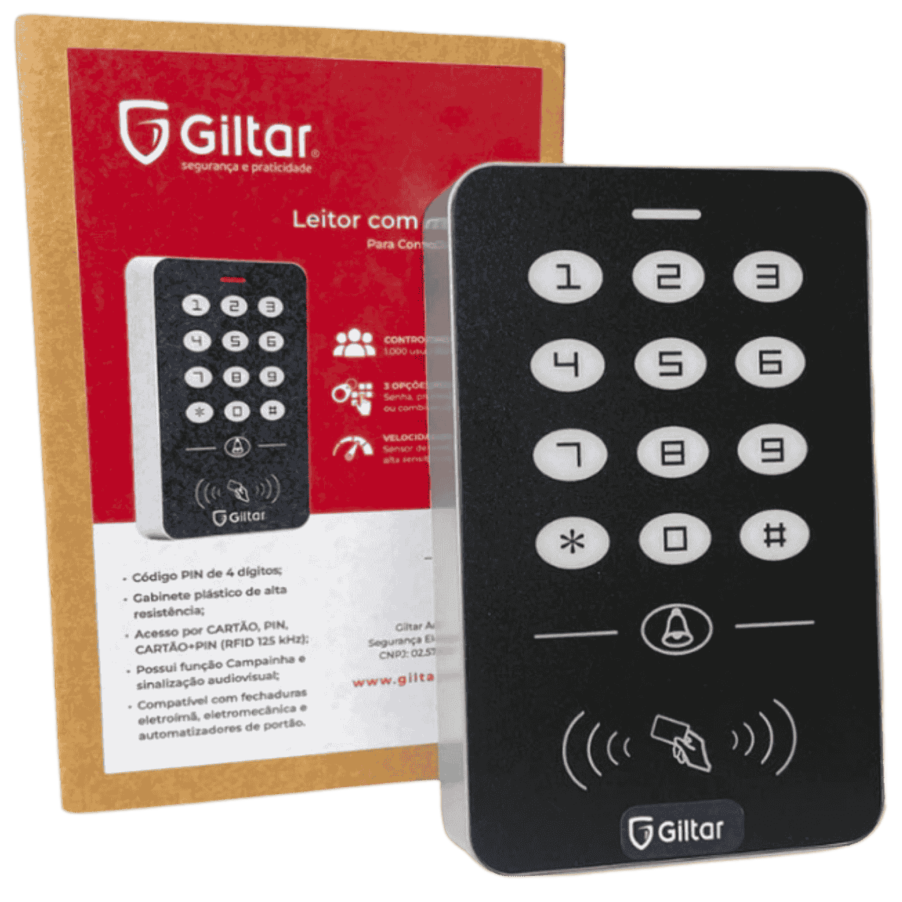 Leitor Com Teclado Para Controle De Acesso Giltar Tag Senha
