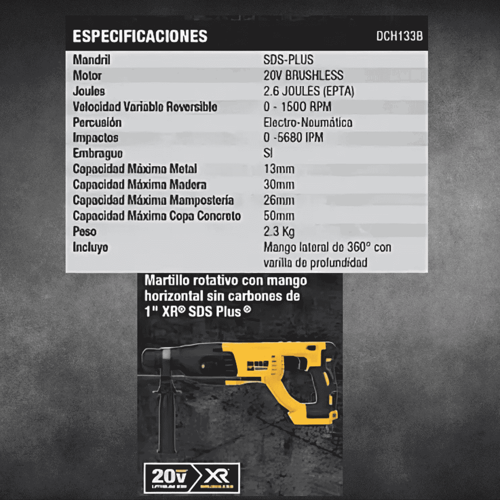 MARTELETE ROMPEDOR 20V M AX BRUSHLESS DCH133B-B3