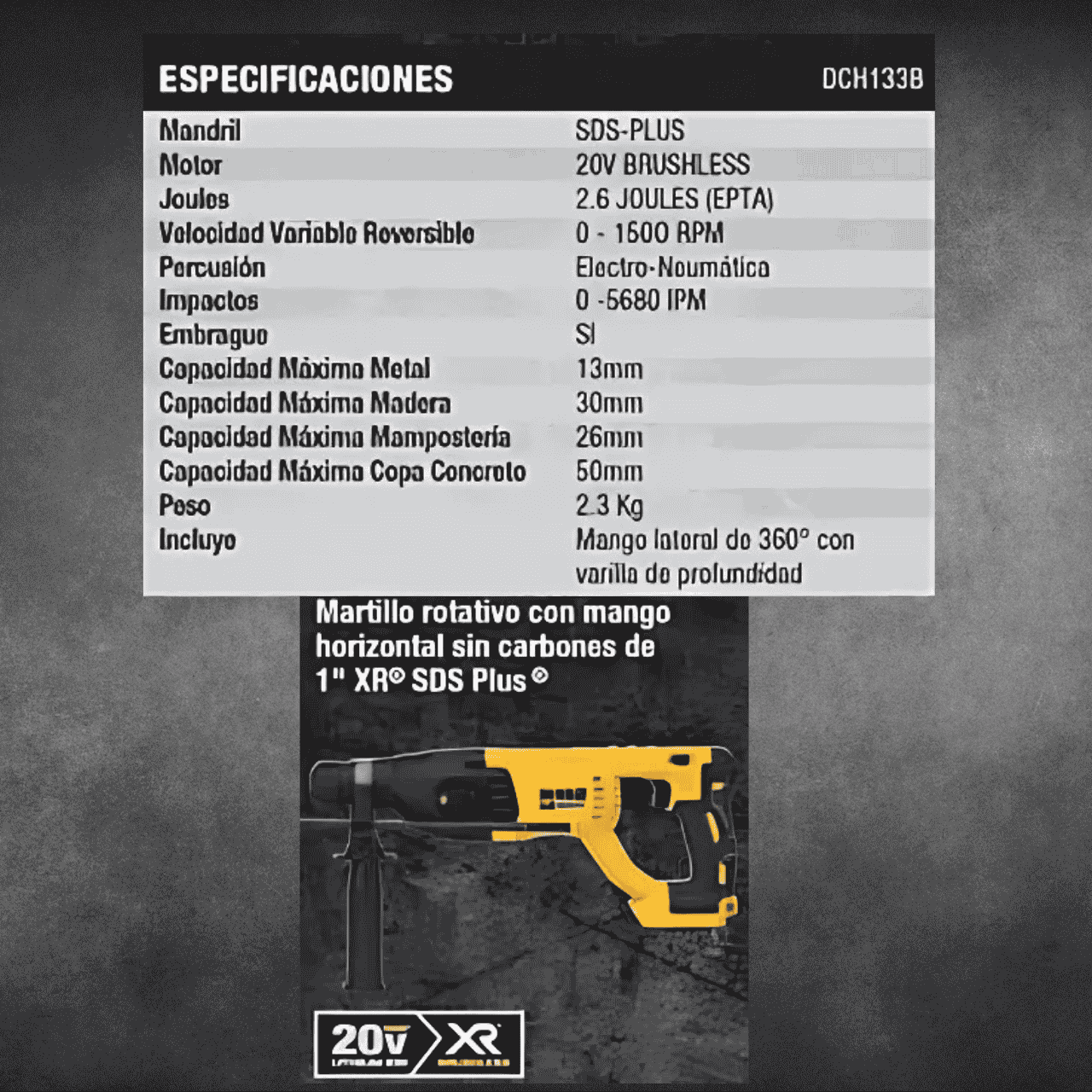 MARTELETE ROMPEDOR 20V M AX BRUSHLESS DCH133B-B3