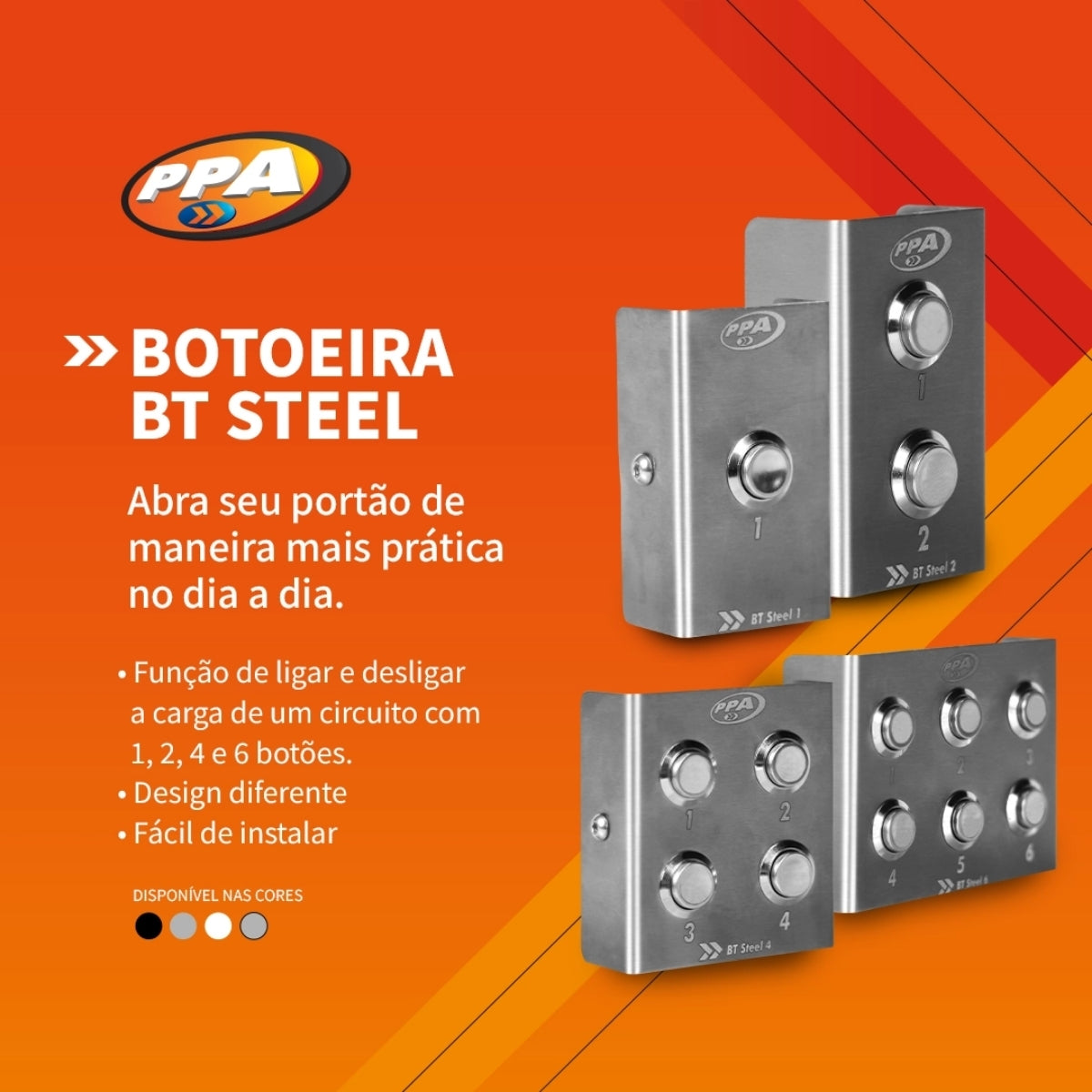 Botoeira Inox PPA BT Steel 2 Aço Inoxidável Portão
