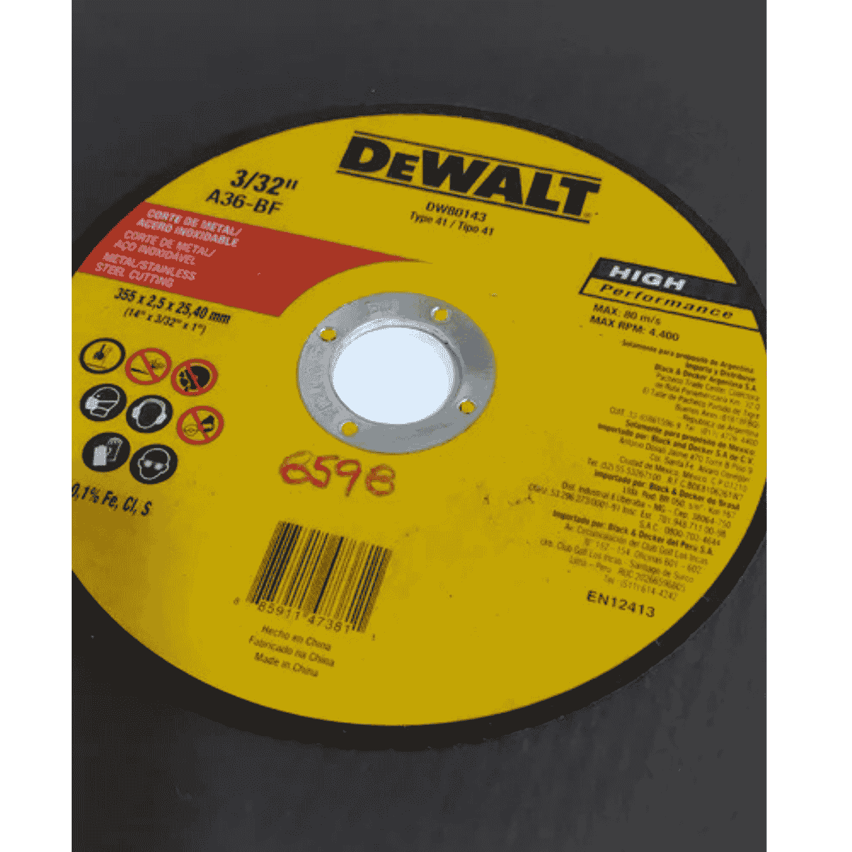 Disco Abrasivo de Corte para Inox DeWALT DW80143