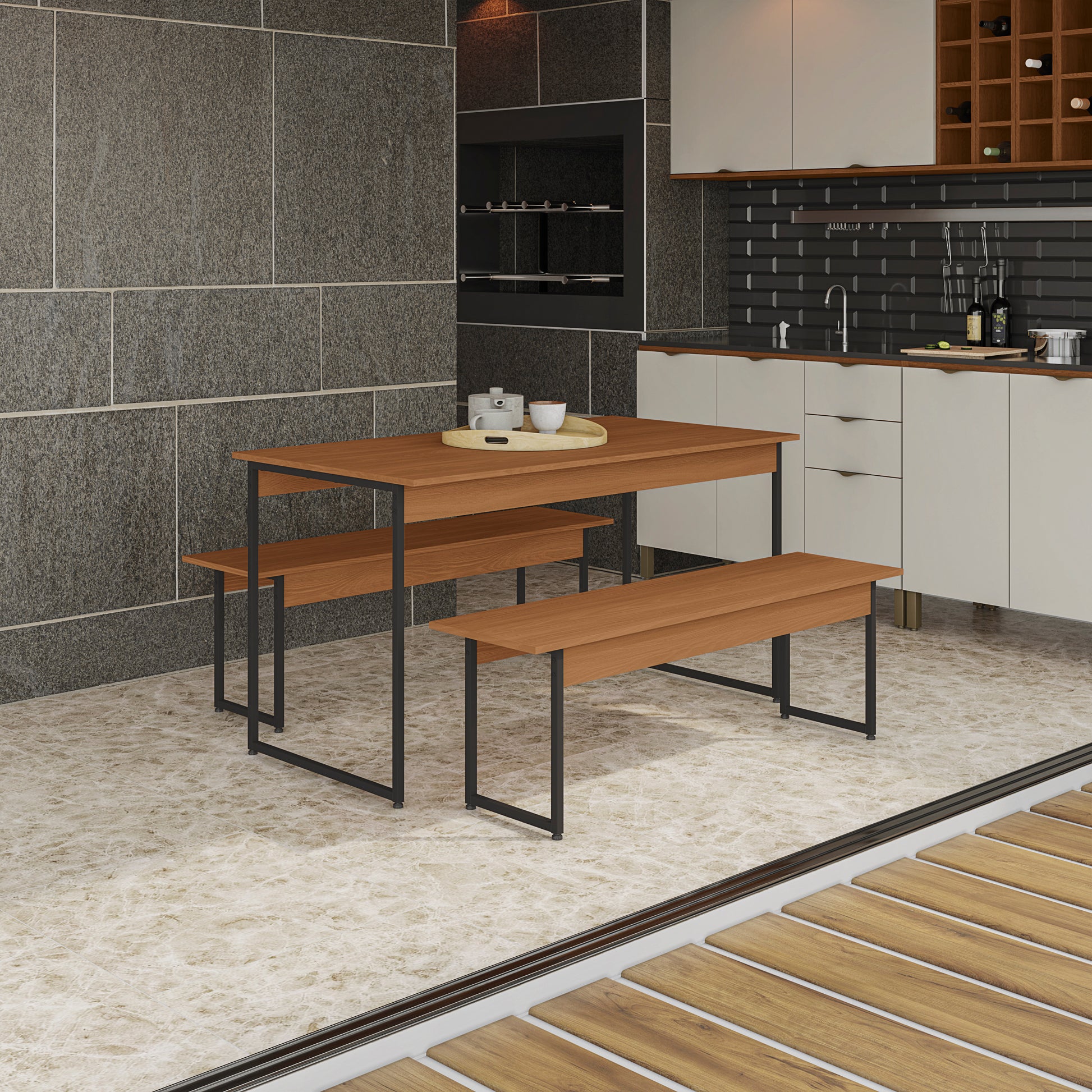 LI013 - CROME INDUSTRIAL MESA COM 2 BANCOS