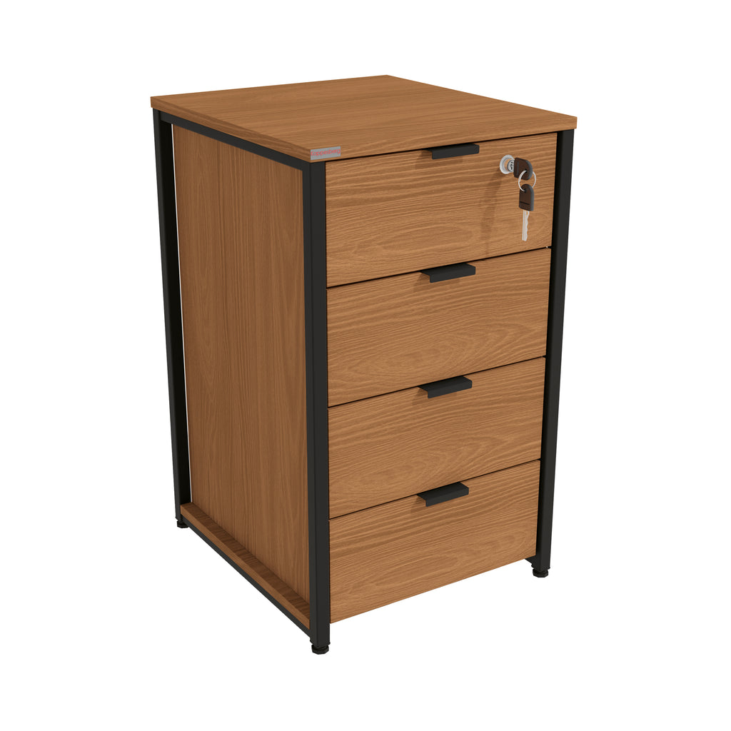 LI045 - CROME INDUSTRIAL GAVETEIRO COM 4 GAVETAS CANELA/BRANCO BRILHO