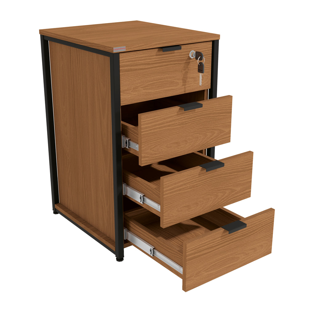 LI045 - CROME INDUSTRIAL GAVETEIRO COM 4 GAVETAS CANELA/BRANCO BRILHO