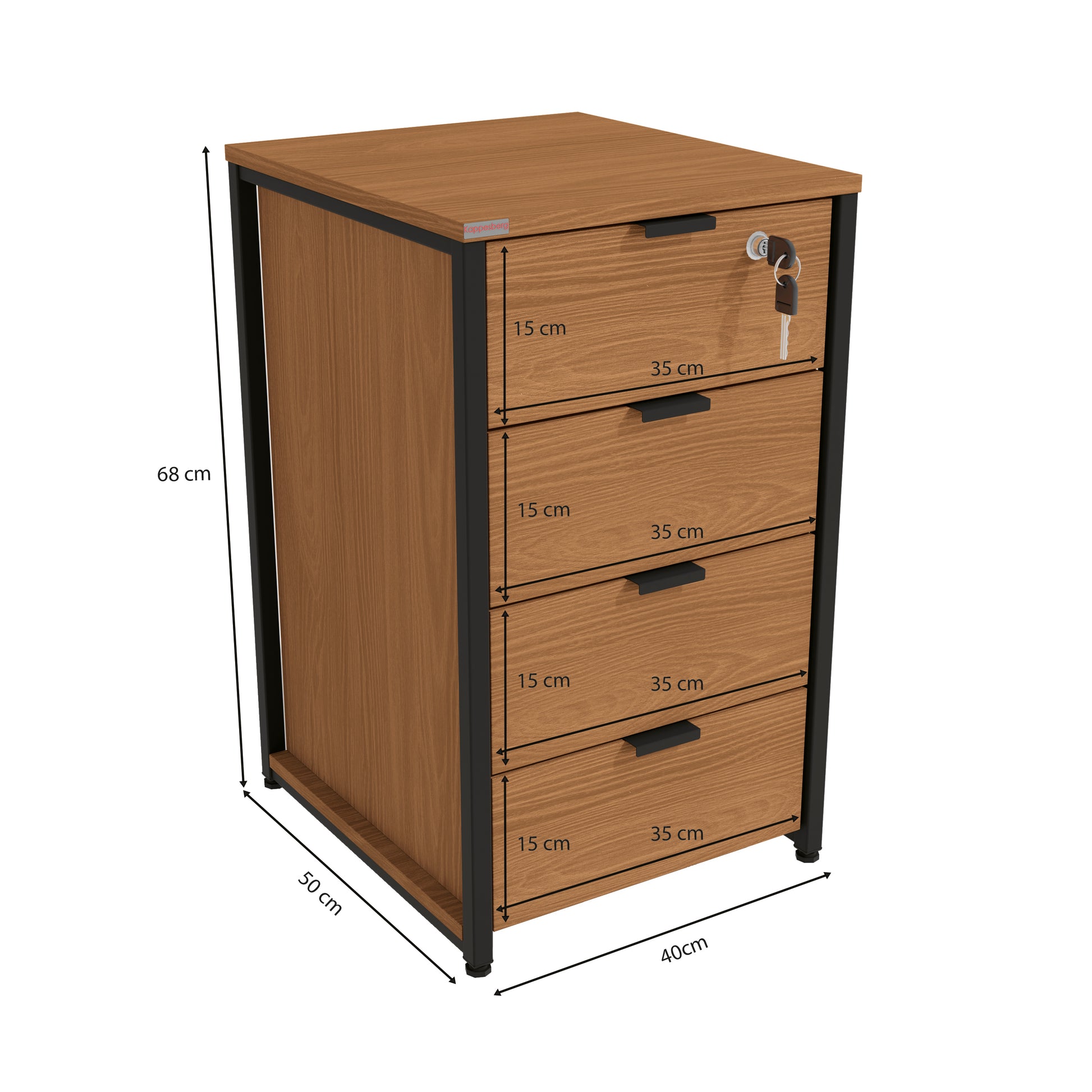 LI045 - CROME INDUSTRIAL GAVETEIRO COM 4 GAVETAS CANELA/BRANCO BRILHO