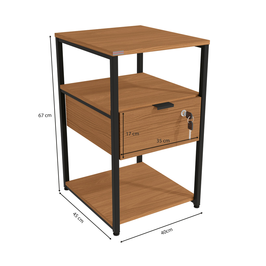 LI046 - CROME INDUSTRIAL MODULO AUXILIAR 1 GAVETA CANELA/BRANCO BRILHO