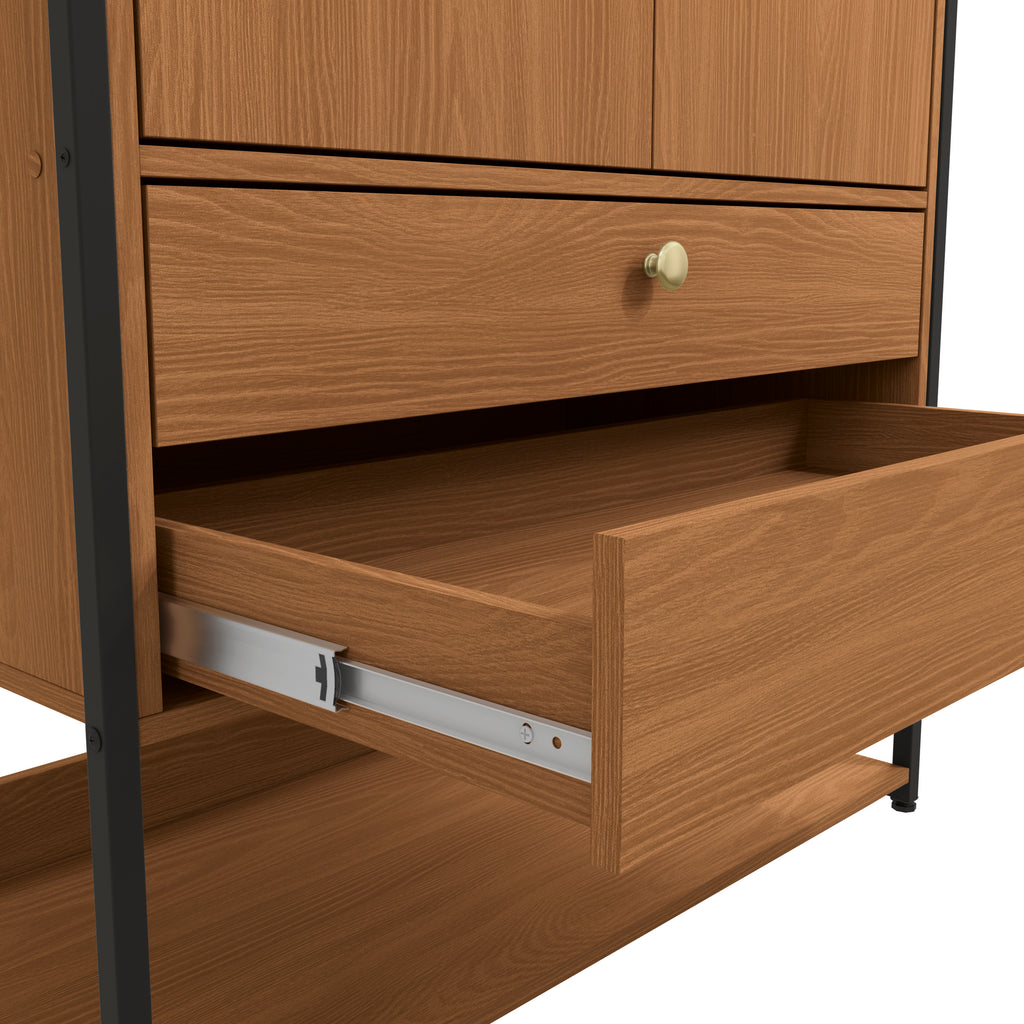 LI048 - CROME INDUSTRIAL ARMARIO ALTO 2 GAV 2 PORTAS E CABIDEIRO CANELA/BR