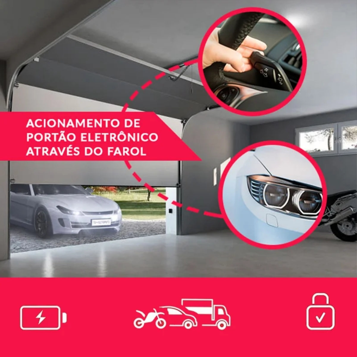 TX Car 433Mhz Giltar.Abrir portão pelo farol carro/moto