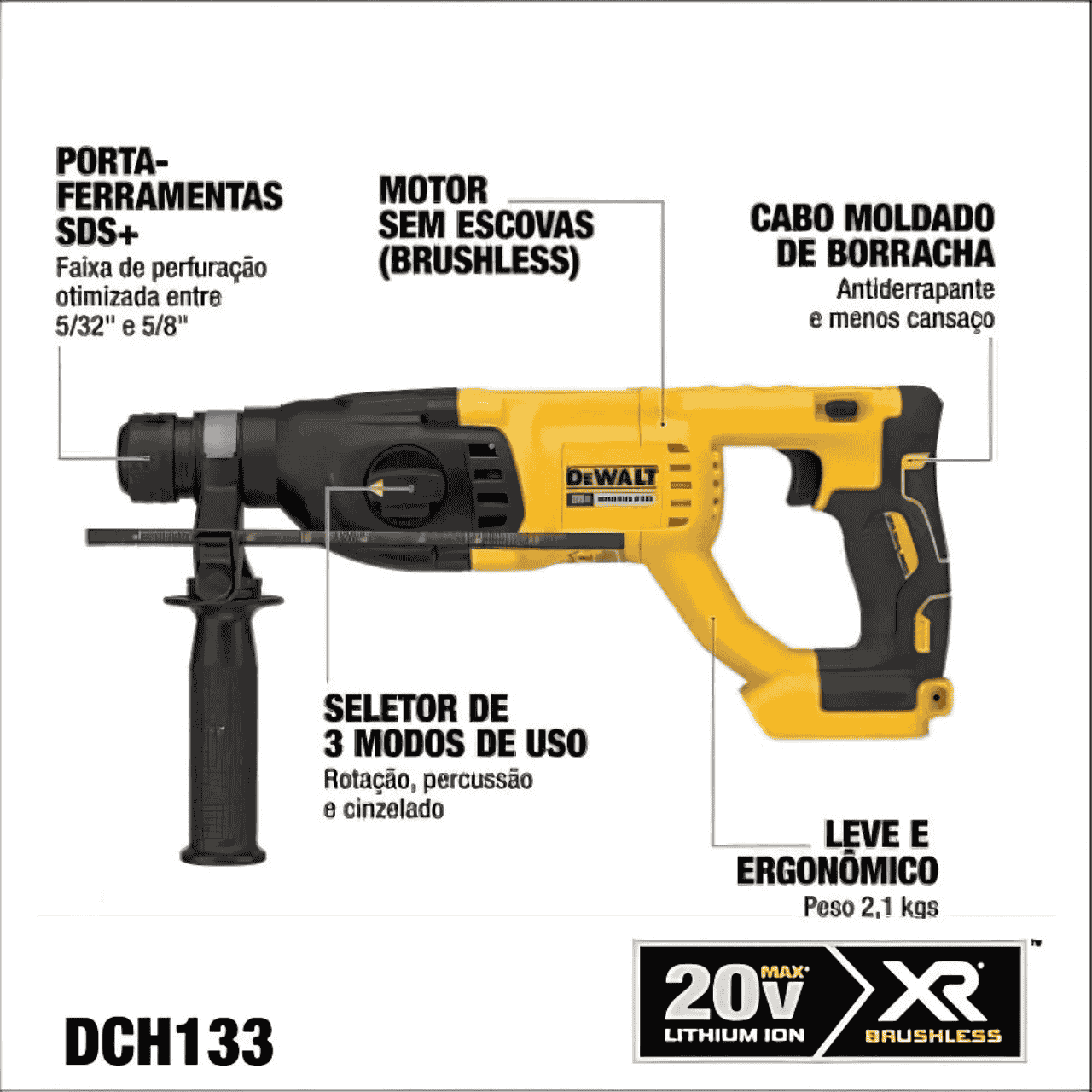 MARTELETE ROMPEDOR 20V M AX BRUSHLESS DCH133B-B3