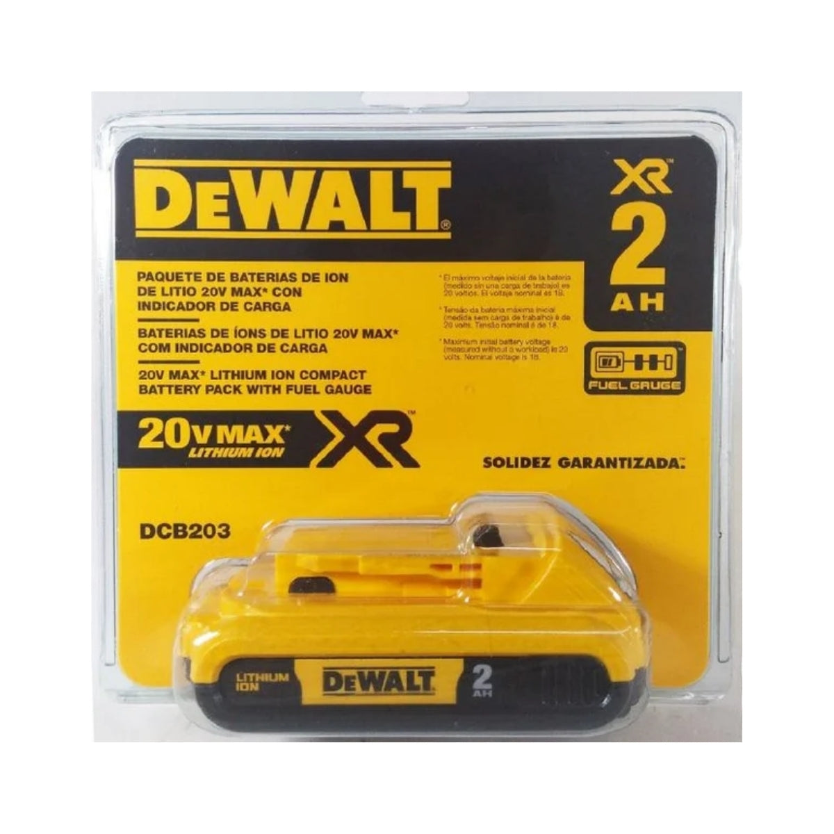 Bateria DeWalt 20V XR 2.0Ah Íons de Lítio DCB203-B3